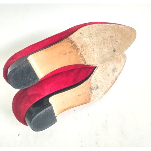 Vintage Sesto Meucci Of Florence Red Suede Flats Women's size 8 B Made in Italy - Picture 8 of 9
